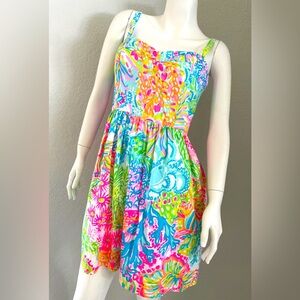 Lilly Pulitzer Neon Floral Spaghetti-Strap Mini Dress